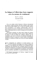 La fatigue et l'effort dans leurs rapports avec les normes de rendement