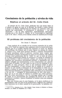 Crecimiento de la población y niveles de vida: réplicas al artículo del Sr. Colin Clark