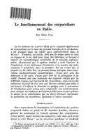 Le fonctionnernent des corporations en Italie