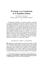 El trabajo en la Constitución de la República Italiana