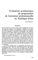 Evaluation systématique de programmes de formation professionnelle en Amérique latine