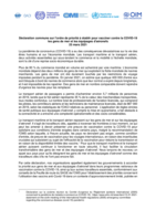 Déclaration commune sur l'ordre de priorité à établir pour vacciner contre la COVID-19 les gens de mer et les équipages d'aéronefs: 25 mars 2021