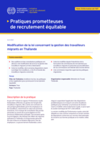 Modification de la loi concernant la gestion des travailleurs migrants en Thaïlande