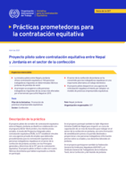 Proyecto piloto sobre contratación equitativa entre Nepal y Jordania en el sector de la confección