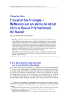 Travail et technologie: réflexion sur un siècle de débat dans la Revue internationale du Travail : introduction