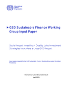 G20 Sustainable finance working group input paper: social impact investing, quality jobs investment strategies to achieve a cross-SDG impact