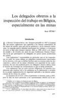 Los delegados obreros a la inspección del trabajo en Bélgica, especialmente en las minas
