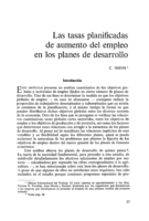 Las tasas planificadas de aumento del empleo en los planes de desarrollo