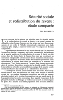 Sécurité sociale et redistribution du revenu: étude comparée