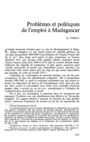 Problèmes et politiques de l'emploi à Madagascar