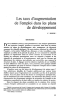Les taux d'augmentation de l'emploi dans les plans de développement