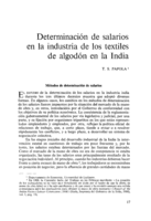 Determinación de salarios en la industria de los textiles de algodón en la India