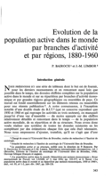 Evolution de la population active dans le monde par branches d'activité et par régions, 1880-1960