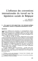 L'influence des conventions internationales du travail sur la législation sociale de Belgique