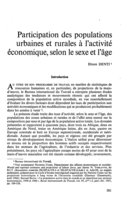 Participation des populations urbaines et rurales à l'activité économique, selon le sexe et l'âge