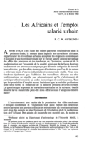 Les Africains et l'emploi salarié urbain