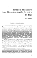 Fixation des salaires dans l'industrie textile du coton en Inde