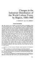 Changes in the industrial distribution of the world labour force, by region, 1880-1960