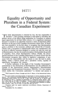Equality of opportunity and pluralism in a federal system: the Canadian experiment