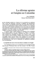 La réforme agraire et l'emploi en Colombie