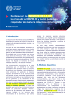 Declaración de [NOMBRE DE LA OE] la crisis de la COVID-19 y cómo podemos responder de manera colectiva como nación