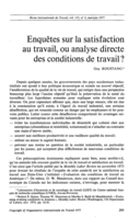 Enquêtes sur la satisfaction au travail, ou analyse directe des conditions de travail?