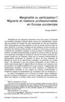 Marginalité ou participation?: migrants et relations professionnelles en Europe occidentale