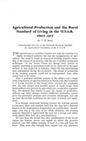 Agricultural production and the rural standard of living in the U.S.S.R. since 1917