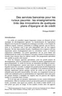 Des services bancaires pour les ruraux pauvres: les enseignements tirés des innovations de quelques plans d'épargne et de crédit