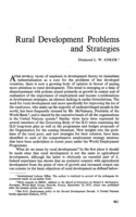 Rural development problems and strategies