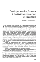 Participation des femmes à l'activité économique et fécondité