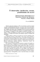 El desempleo: tendencias, causas, posibilidades de acción; observaciones efectuadas en la República Federal de Alemania, Francia y Países Bajos