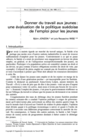 Donner du travail aux jeunes: une évaluation de la politique suédoise de l'emploi pour les jeunes