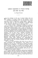 Labour legislation in France during and after the war