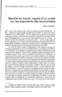 Marché du travail: regard d'un juriste sur les arguments des économistes