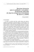 Servicios bancarios para la población rural pobre: enseñanzas obtenidas de algunos programas innovadores de ahorro y crédito