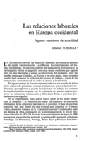 Las relaciones laborales en Europa occidental: algunas cuestions de actualidad
