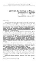 Le travail des femmes en France: protection ou égalité?