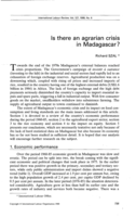 Is there an agrarian crisis in Madagascar?
