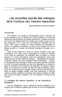 Les enquêtes auprès des ménages dans l'optique des besoins essentiels