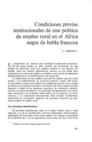 Condiciones previas institucionales de una política de empleo rural en el Africa negra de habla francesa