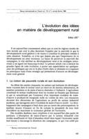 L'évolution des idées en matière de développement rural