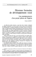 Diverses formules de développement rural: les enseignements d'un projet pilote au Nigéria
