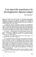 Une approche quantitative du développement régional intégré