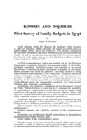 Pilot survey of family budgets in Egypt