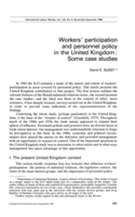 Workers' participation and personnel policy in the United Kingdom: some case studies