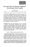 The legal nature and economic significance of the German works councils