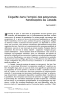 L'égalité dans l'emploi des personnes handicapées au Canada
