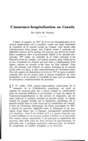 L'assurance-hospitalisation au Canada