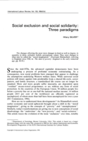 Social exclusion and social solidarity: three paradigms